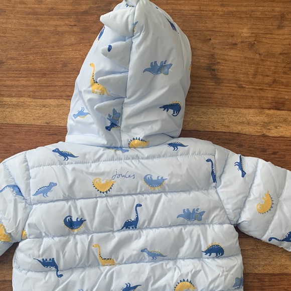 NWT Joules Light Blue Dinosaur Print Puffer Jacket - Picture 6 of 6